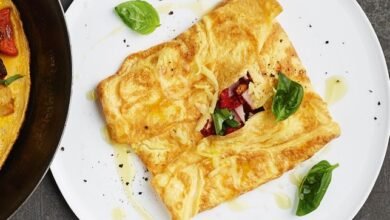 Cheesy ham omelette parcel recipe