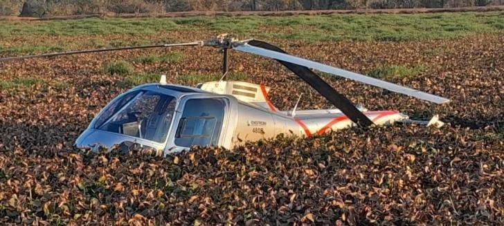 Helicopter makes emergency landing in sewage pond following engine failure sewer