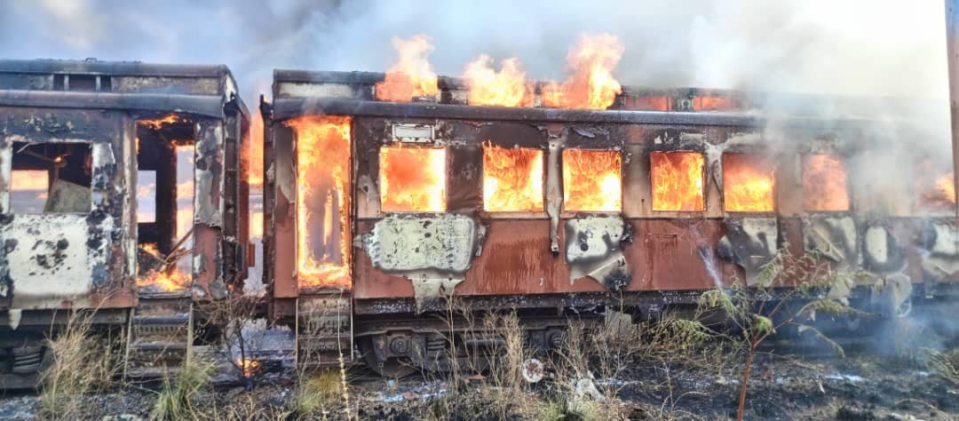 Fire destroys decommissioned trains at NRZ Bulawayo workshops Train