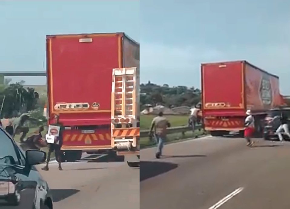 Beer truck looted